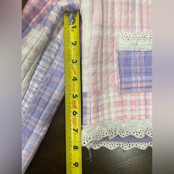 Grannie quilted pink purple baby coat jacket with matching bib 12-18 months - Picture 12 of 13